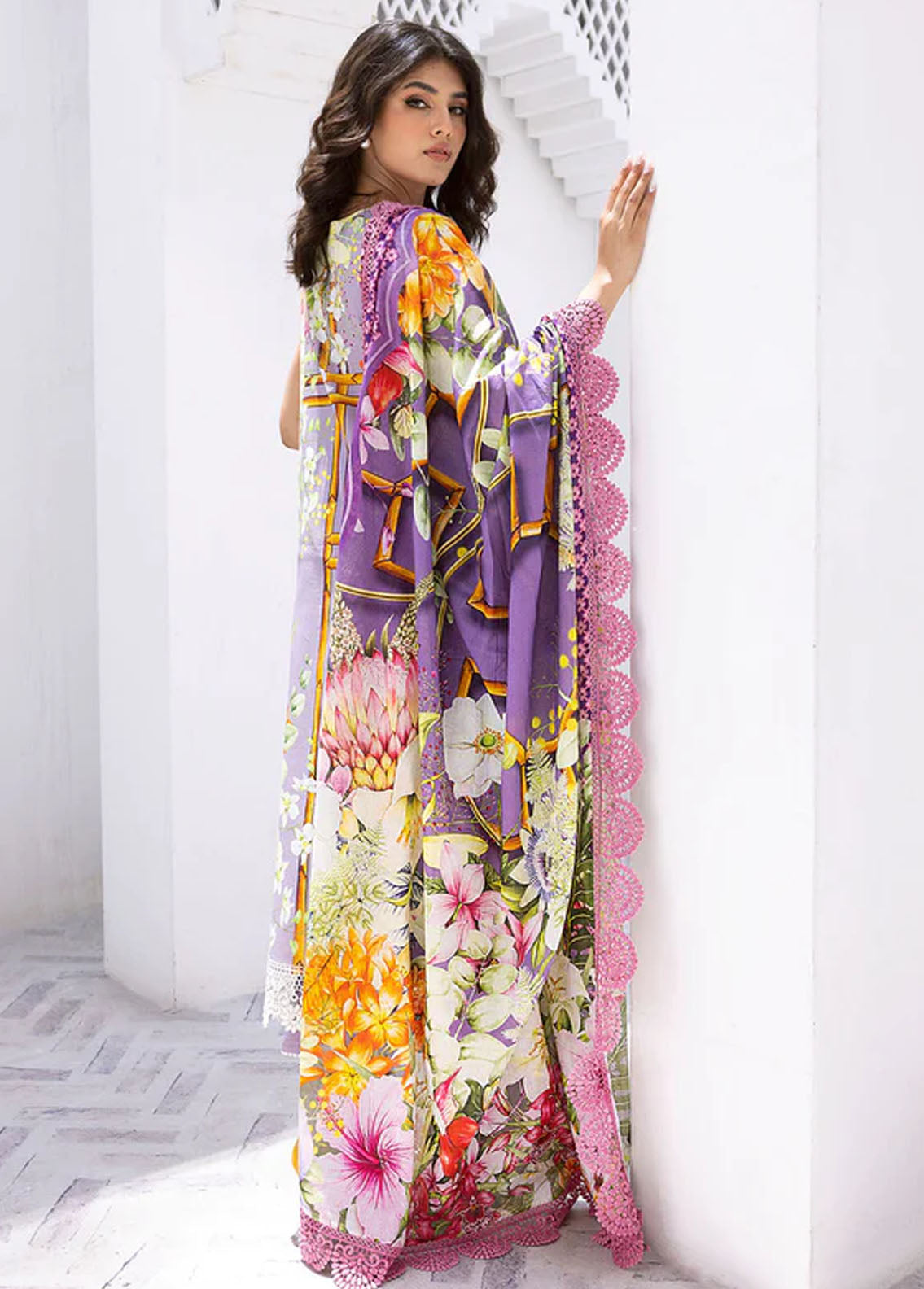 Leya by Roheenaz Unstitched Printed Lawn Collection 2024 RNZ-07A Orchid Oasis