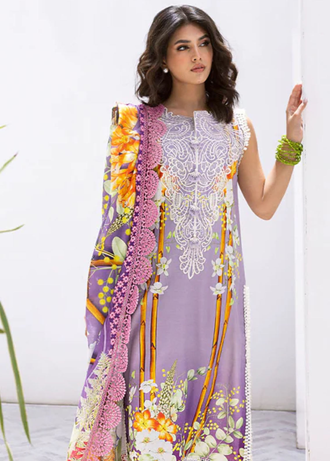 Leya by Roheenaz Unstitched Printed Lawn Collection 2024 RNZ-07A Orchid Oasis