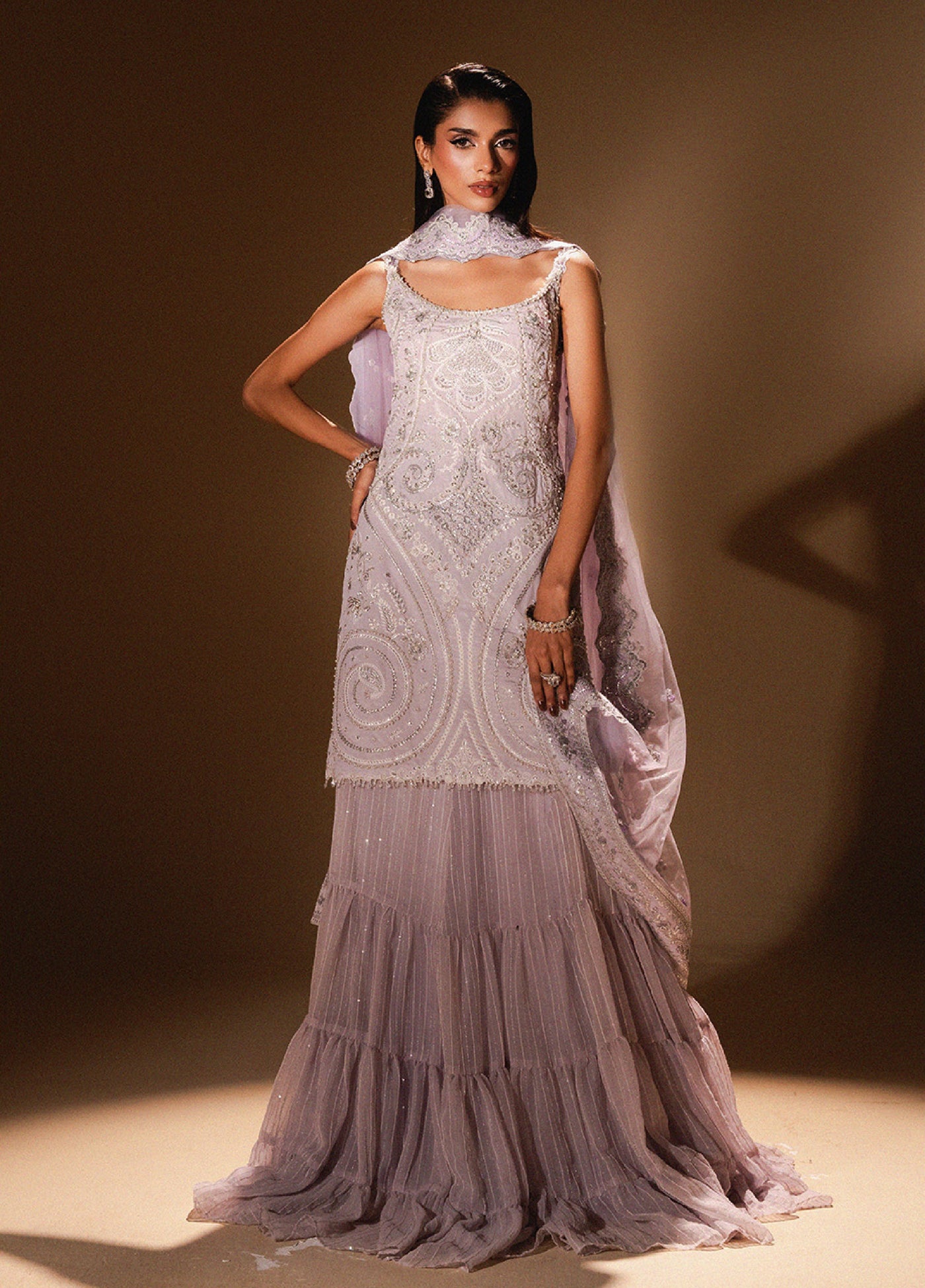 Afsanay by Zariya Luxury Embroidered Unstitched Chiffon 3 Piece Suits ZRY25LF D1 ZB50034 - Festive Collection