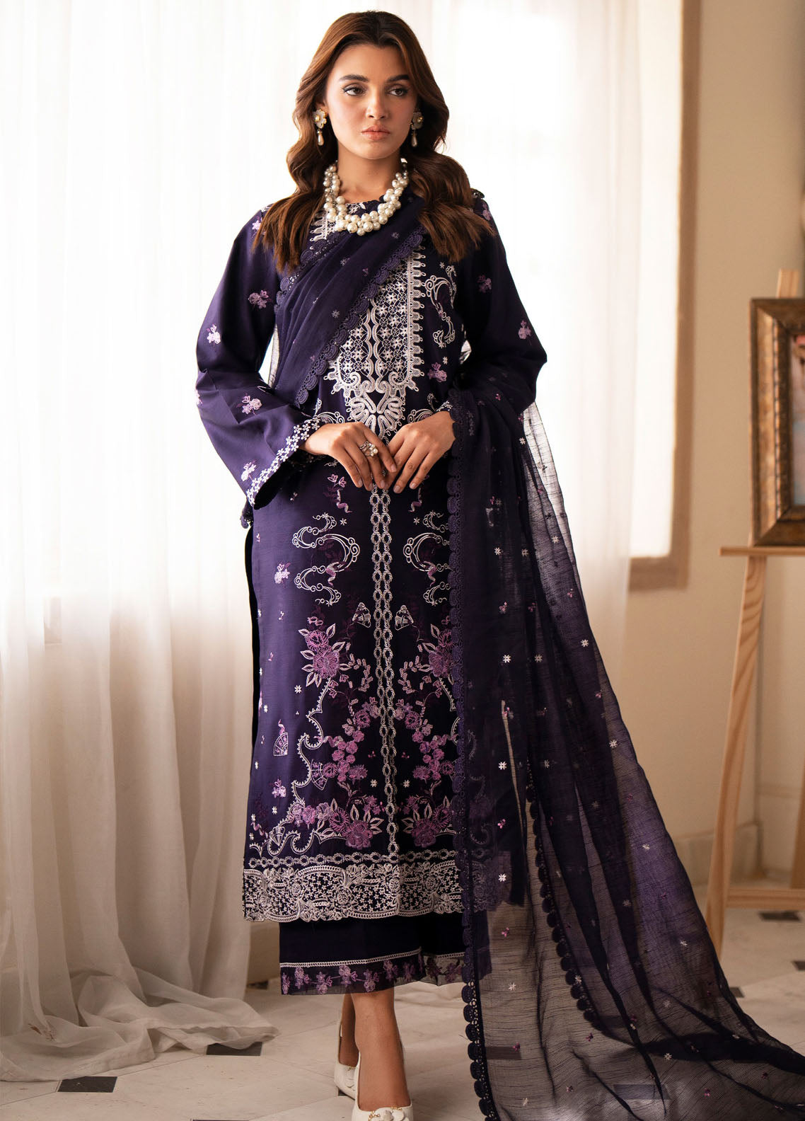 Lumiere By Saad Shaikh Embroidered Silk Suit Unstitched 3 Piece SSK24LF D-09 Rubi - Formal Collection