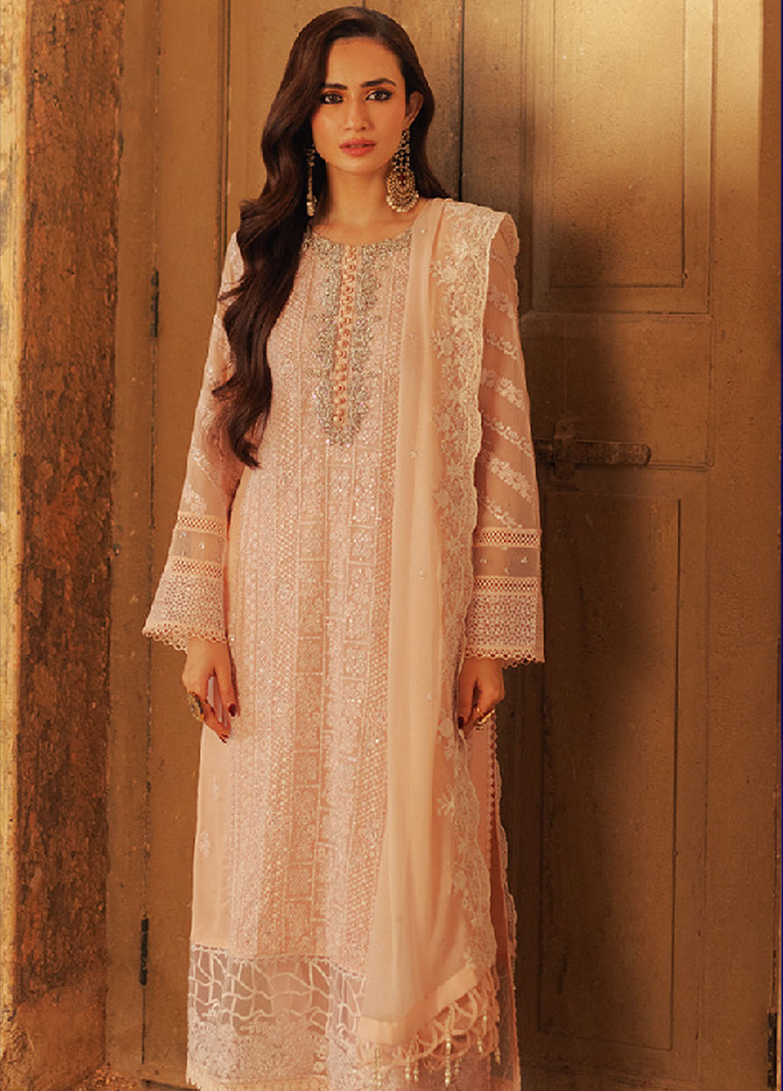 Luxe by Azure Unstitched Embroidered Eid Affair 2024 CHAS-122 Coral Haze