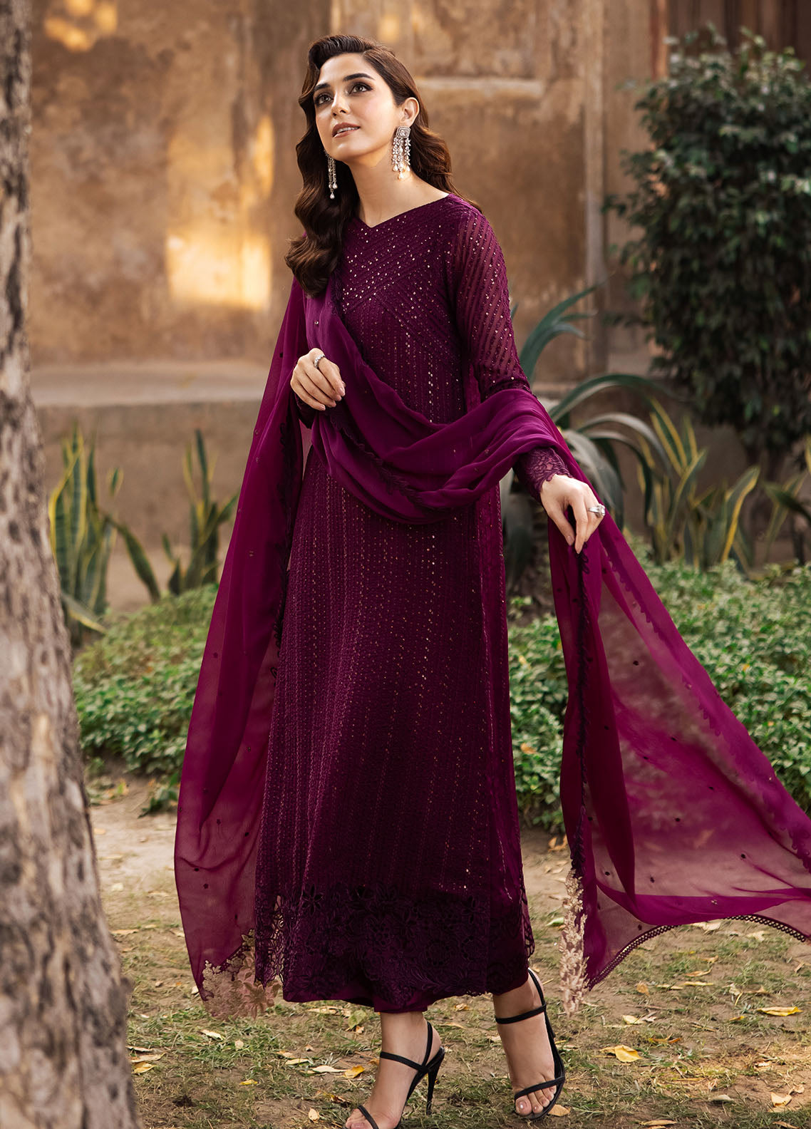 Luxe by Azure Unstitched Formals Collection 2024 Garnet Majesty