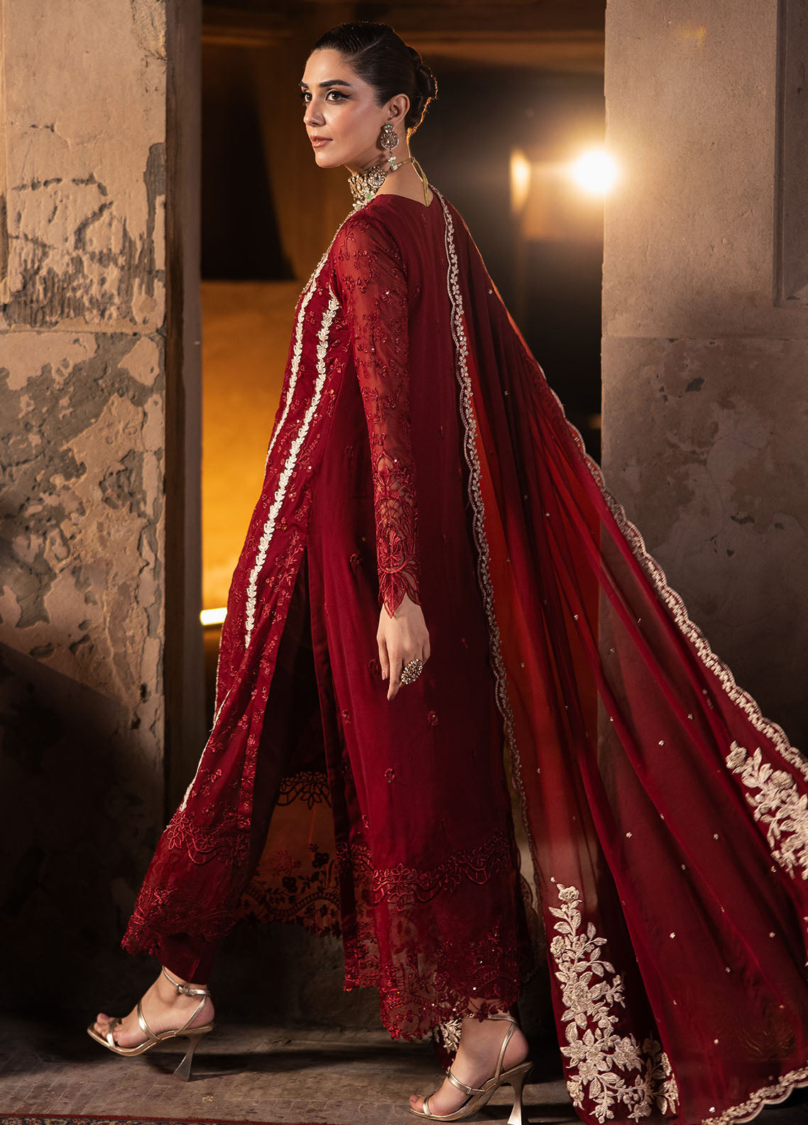 Luxe by Azure Unstitched Formals Collection 2024 Royal Crimson