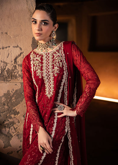 Luxe by Azure Unstitched Formals Collection 2024 Royal Crimson