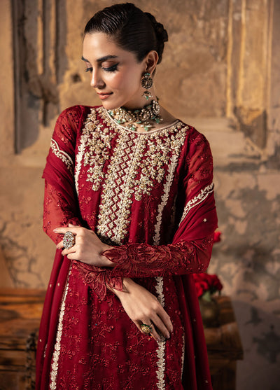 Luxe by Azure Unstitched Formals Collection 2024 Royal Crimson