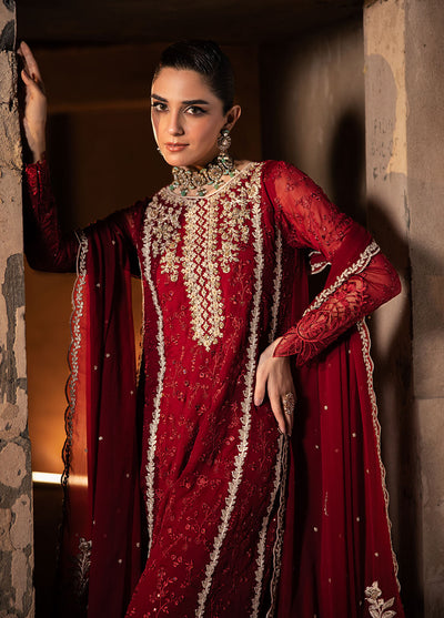 Luxe by Azure Unstitched Formals Collection 2024 Royal Crimson