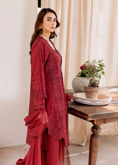 Magnolia Garden by Manara Embroidered Lawn Suits Unstitched 3 Piece MNA25MG Scarlet