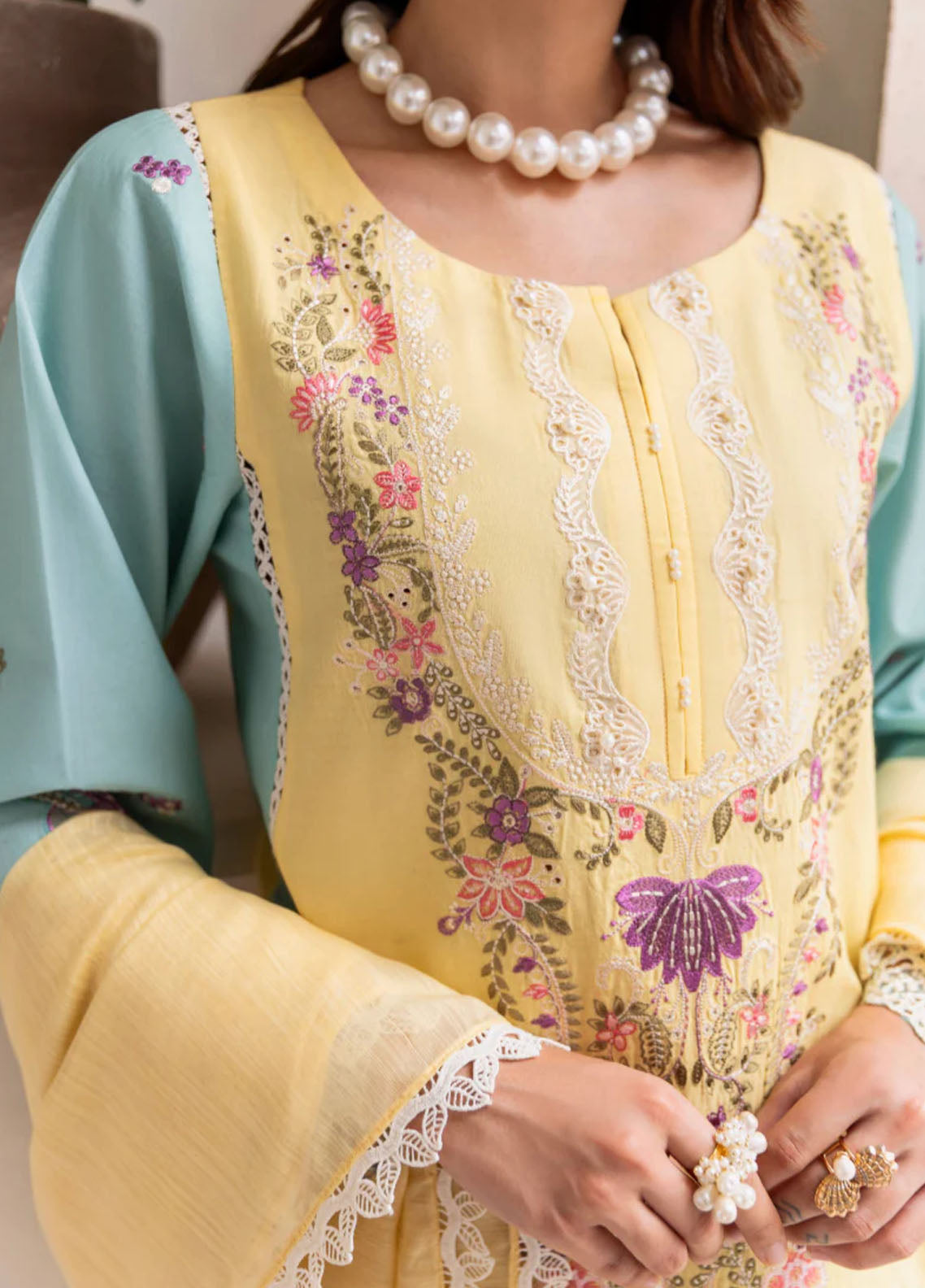 Magnolia Garden by Manara Embroidered Lawn Suits Unstitched 3 Piece MNA25MG Macaron