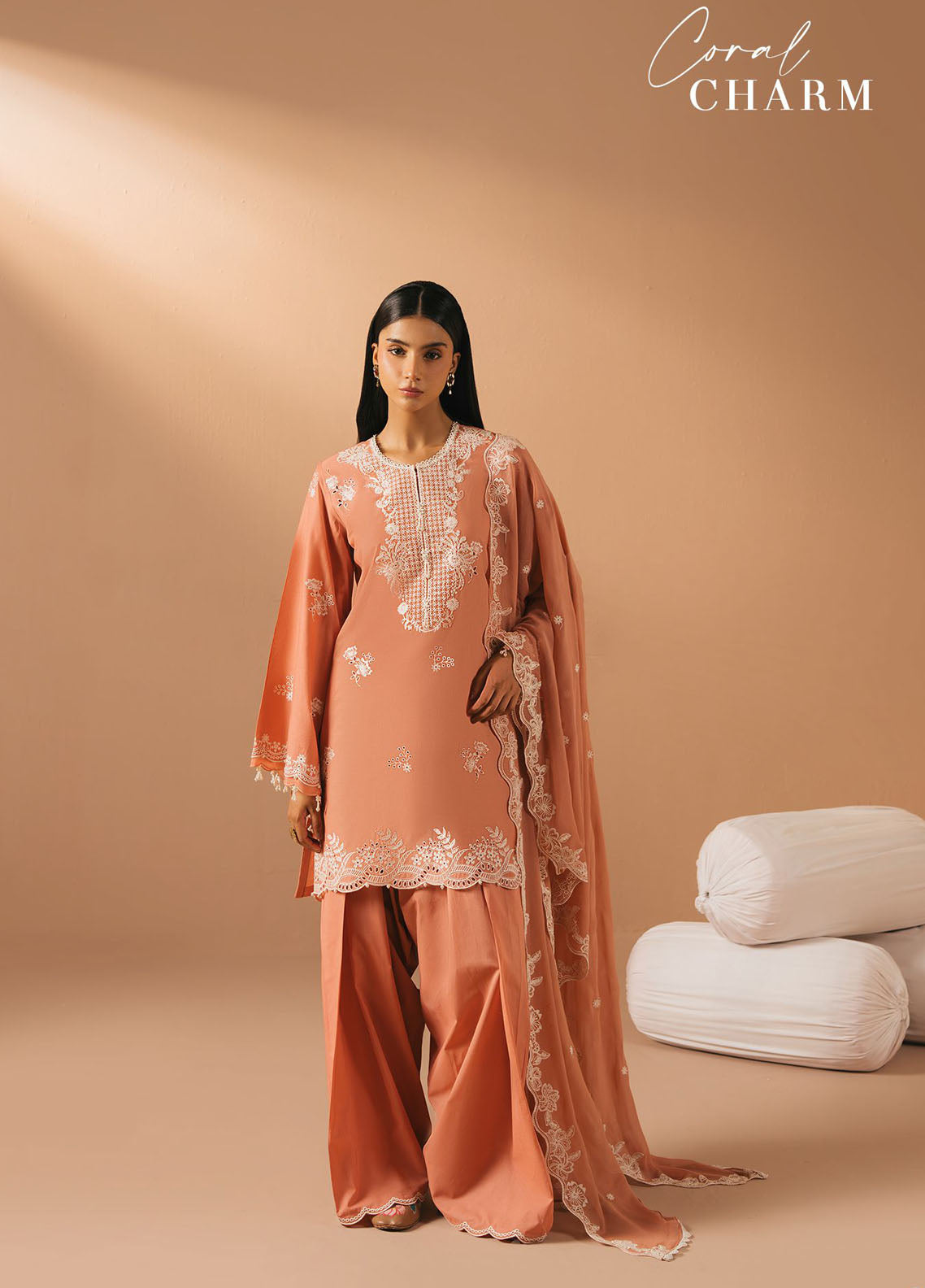 Mahiri by Cross Stitch Embroidered Lawn Suits Unstitched 3 Piece CS25ML4 Coral Charm