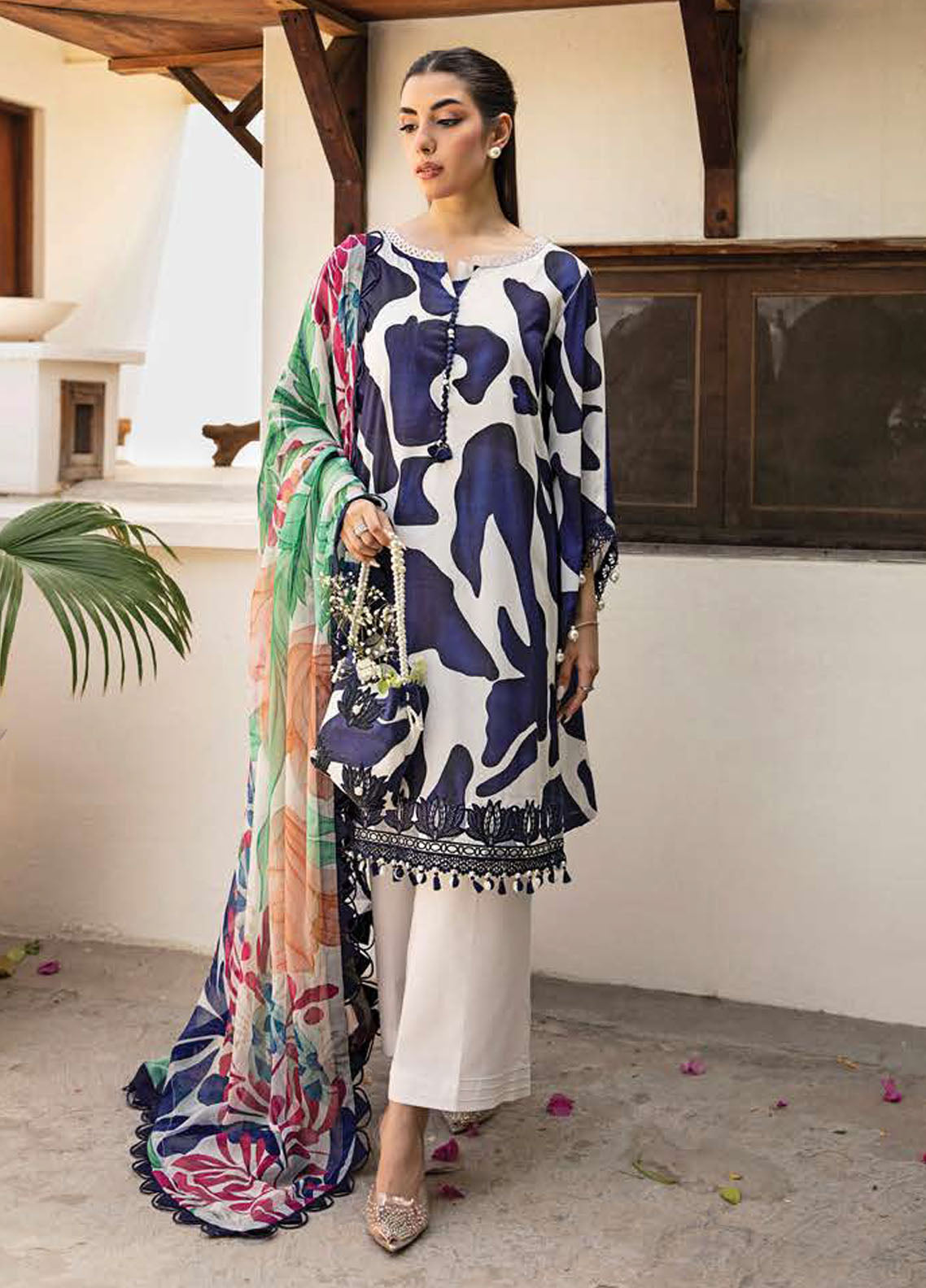 M Basic by Maria B Embroidered Lawn Suits Unstitched 3 Piece MB25EE D-05 B