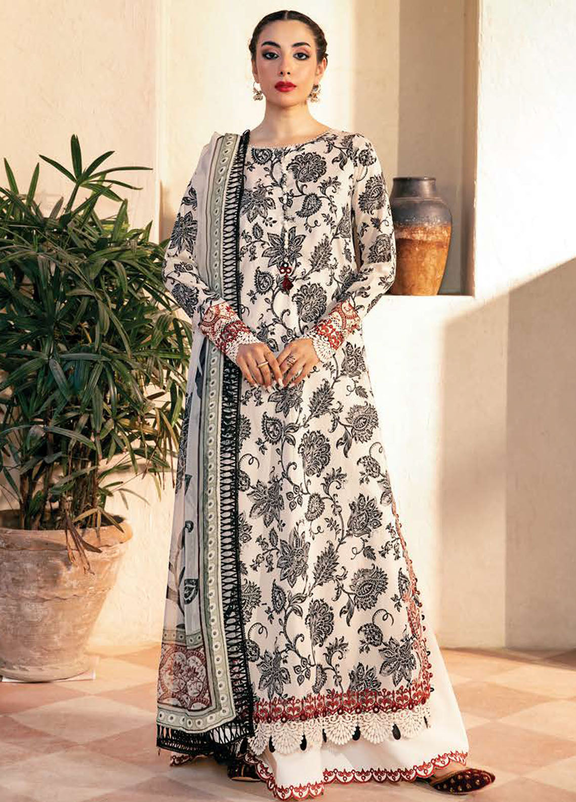 M Basic by Maria B Embroidered Lawn Suits Unstitched 3 Piece MB25EE D-09 A