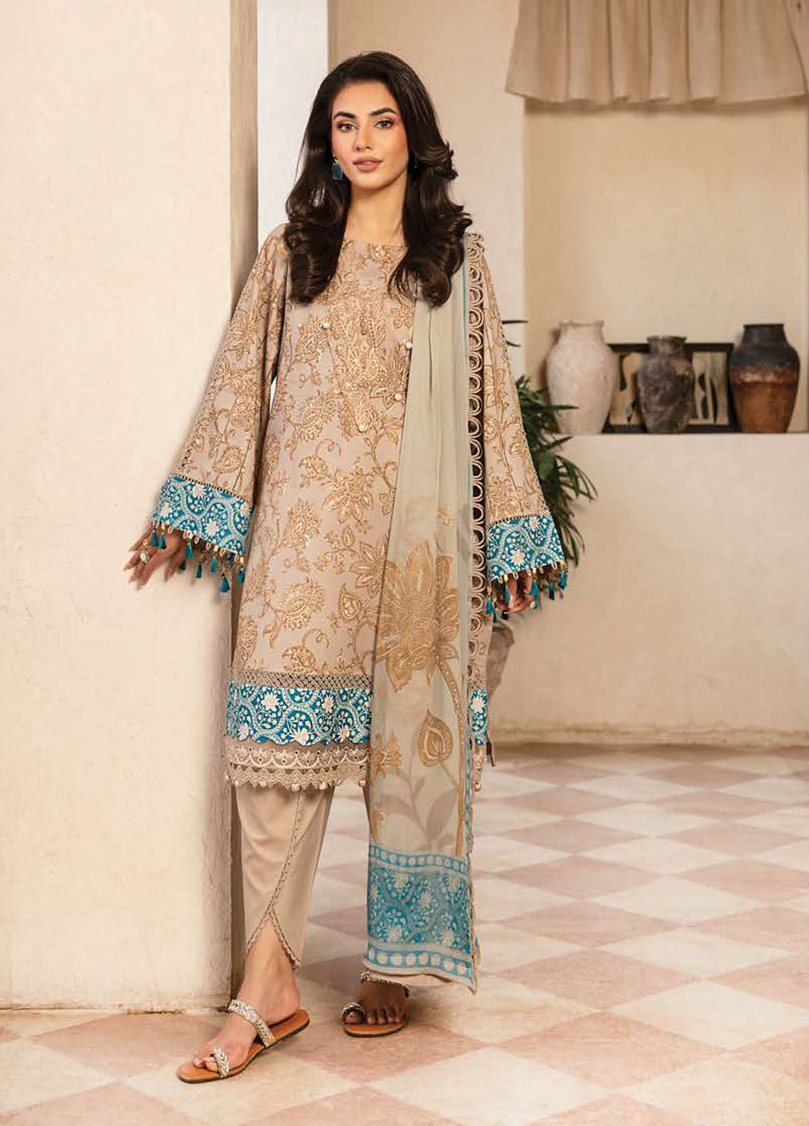 M Basic by Maria B Embroidered Lawn Suits Unstitched 3 Piece MB25EE D-09 B