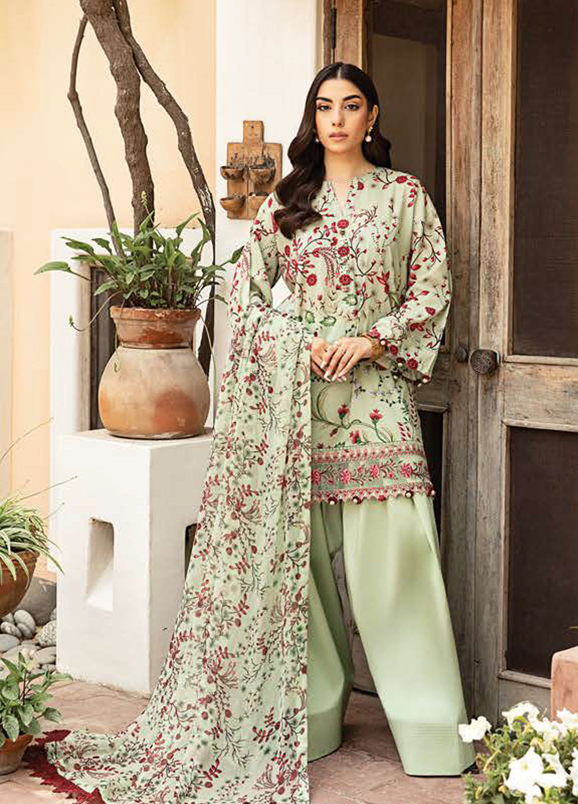 M Basic by Maria B Embroidered Lawn Suits Unstitched 3 Piece MB25EE D-12 B