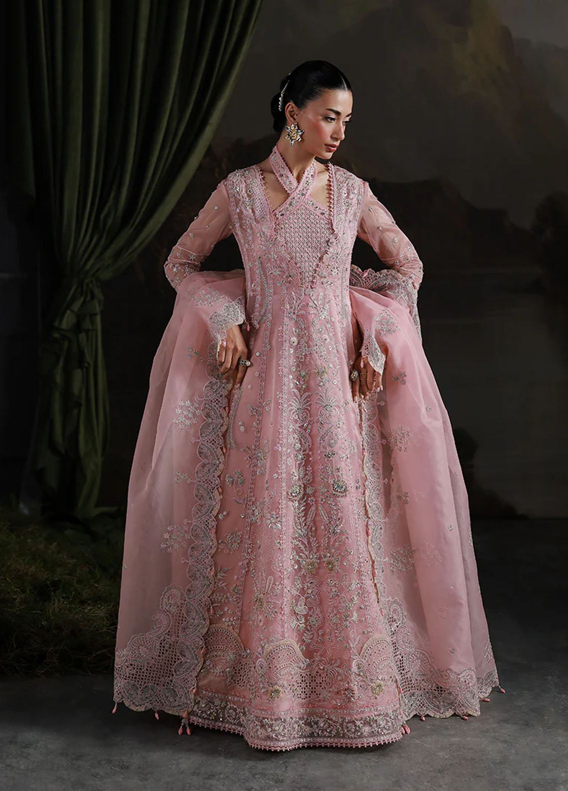 Elirah by Qalamkar Embroidered Organza Suits Unstitched 3 Piece QLM25EF MF-03 Blush