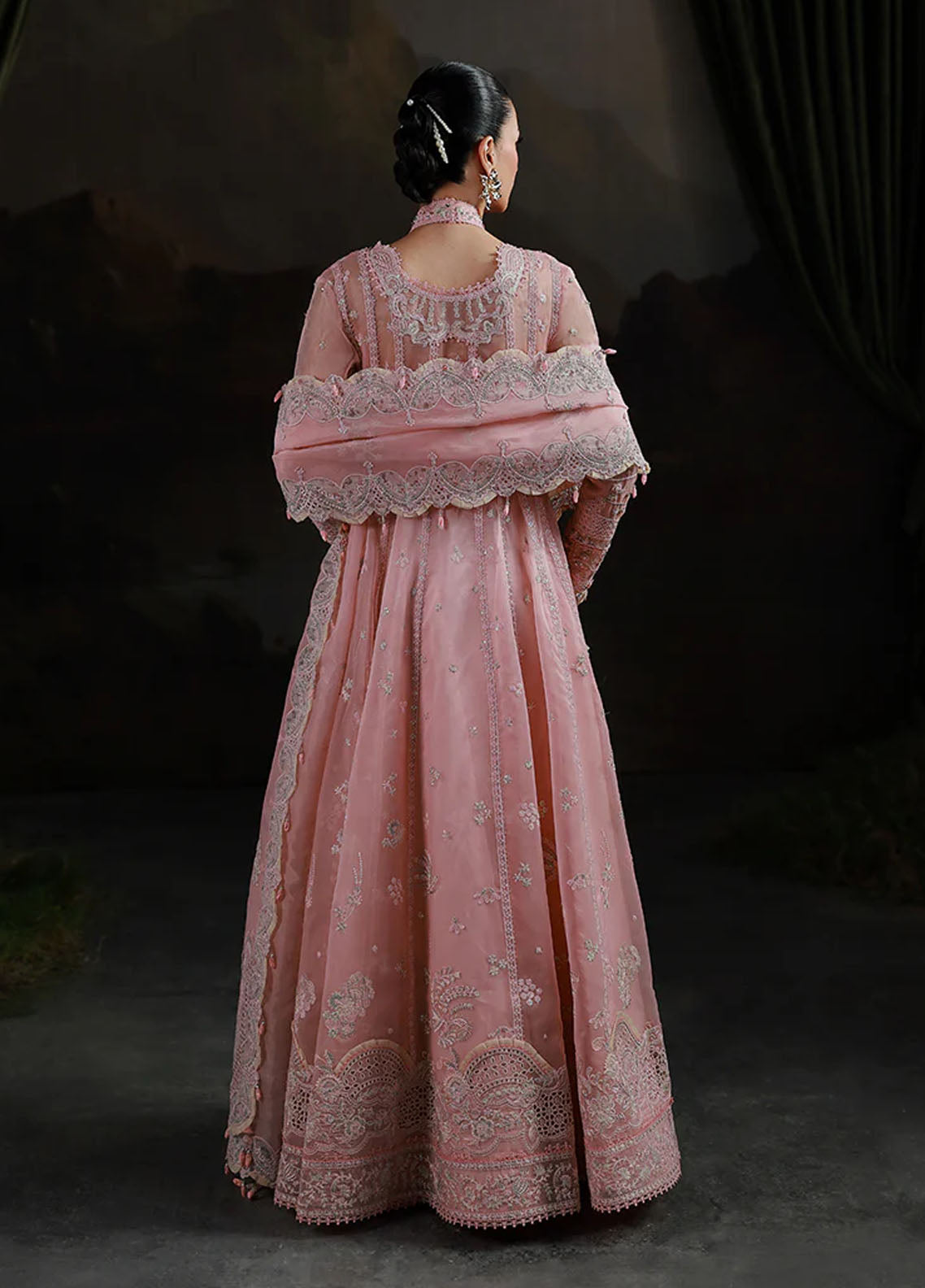 Elirah by Qalamkar Embroidered Organza Suits Unstitched 3 Piece QLM25EF MF-03 Blush