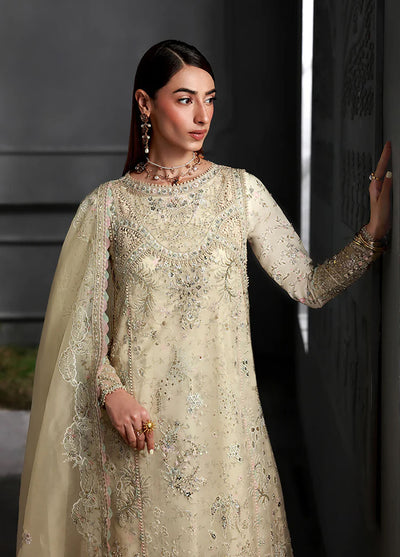 Elirah by Qalamkar Embroidered Organza Suits Unstitched 3 Piece QLM25EF MF-04 Ivory Grace
