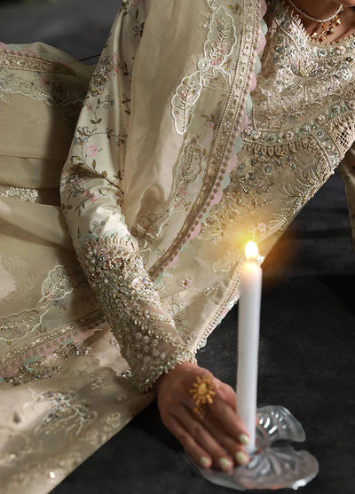 Elirah by Qalamkar Embroidered Organza Suits Unstitched 3 Piece QLM25EF MF-04 Ivory Grace