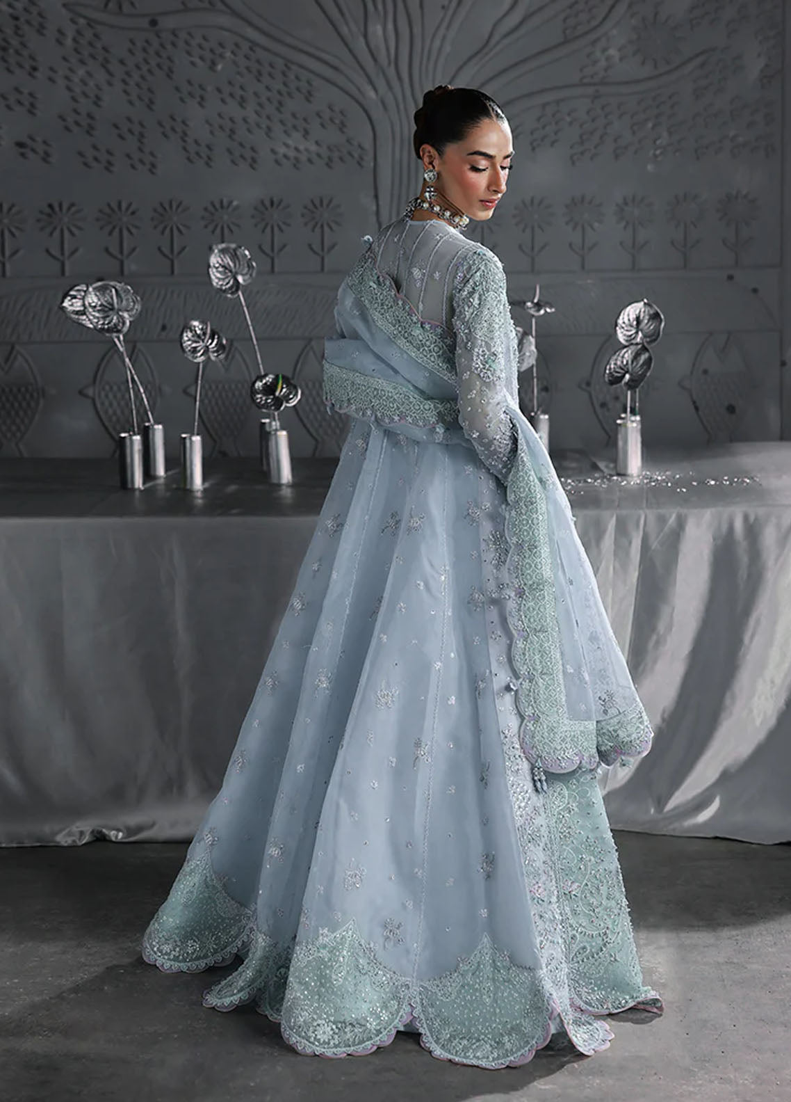 Elirah by Qalamkar Embroidered Organza Suits Unstitched 3 Piece QLM25EF MF-08 Serene Aqua