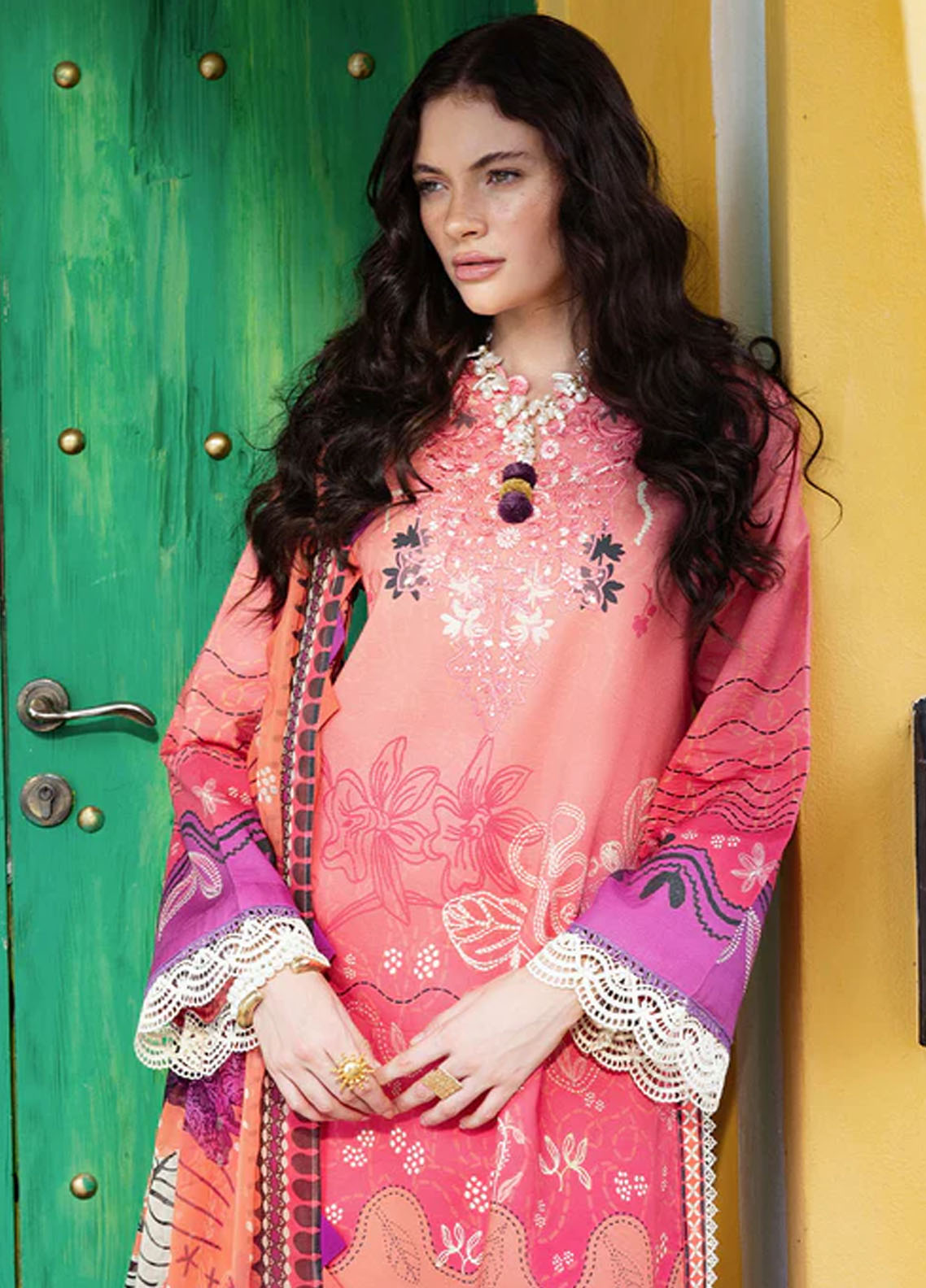 Mirasol by Mushq Embroidered Cambric Suits Unstitched 3 Piece MQ25MH D-03 B Amber Luz
