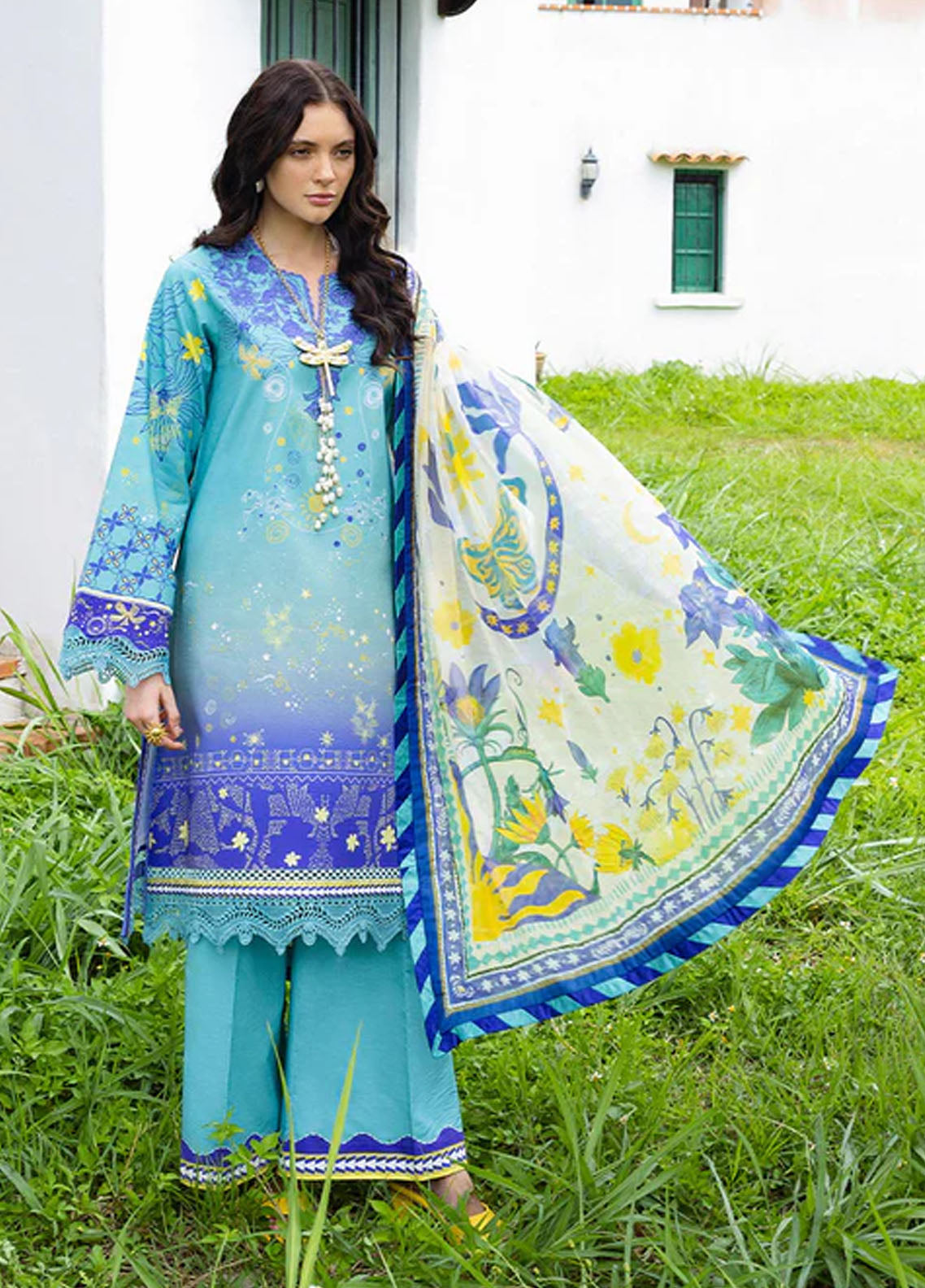 Mirasol by Mushq Embroidered Cambric Suits Unstitched 3 Piece MQ25MH D-05 B Mar Azul