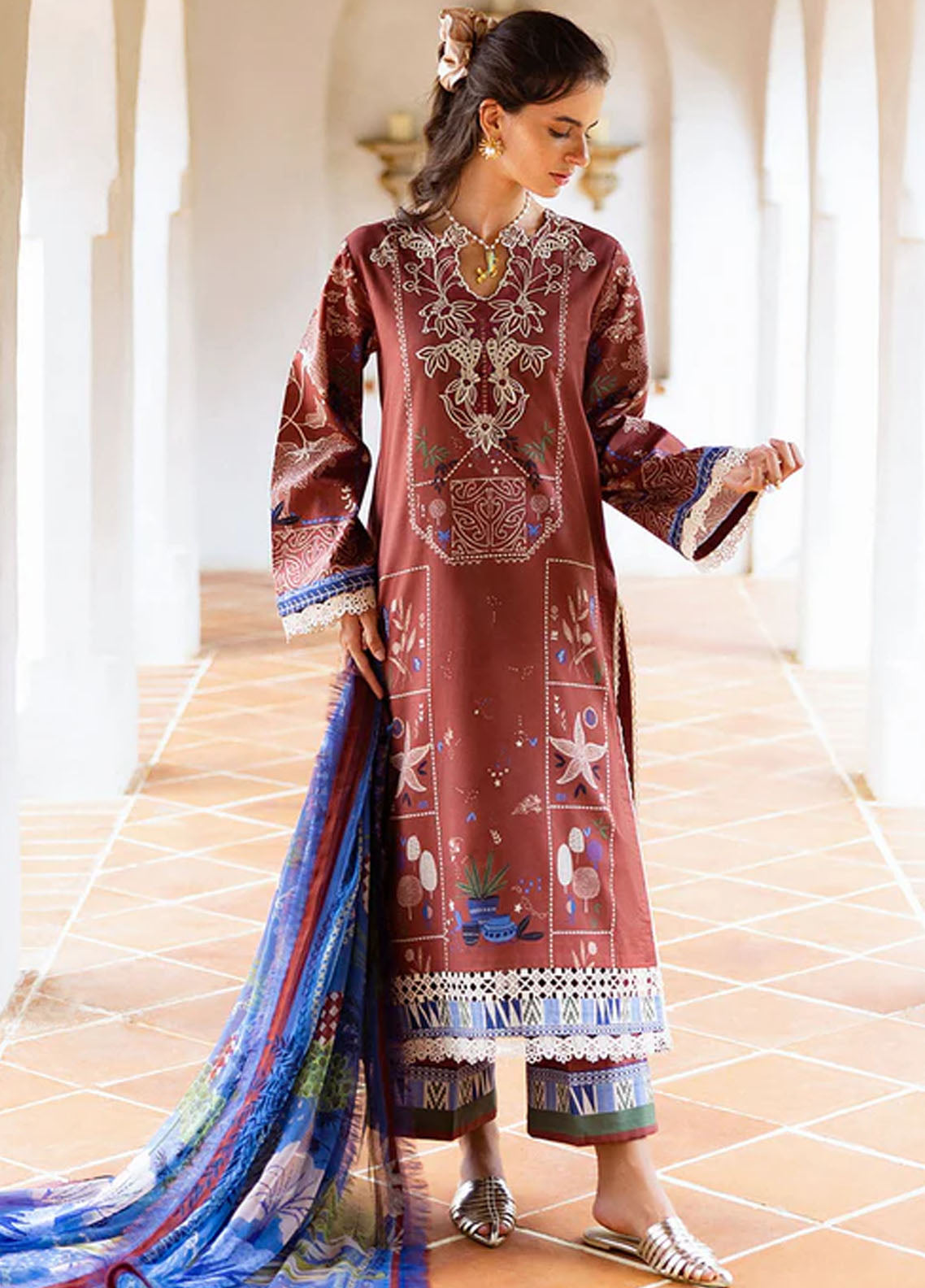Mirasol by Mushq Embroidered Cambric Suits Unstitched 3 Piece MQ25MH D-06 B Santo Mio