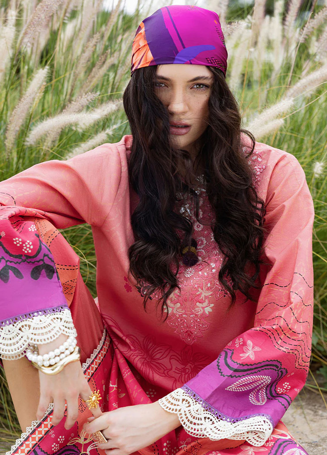 Mirasol by Mushq Embroidered Cambric Suits Unstitched 3 Piece MQ25MH D-03 B Amber Luz