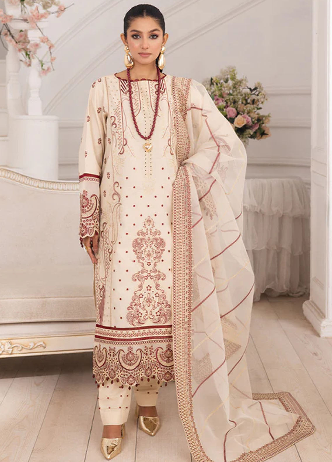 Mira by Freesia Premium Embroidered Lawn Suits Unstitched 3 Piece FRE25M FS50098 Behnaz