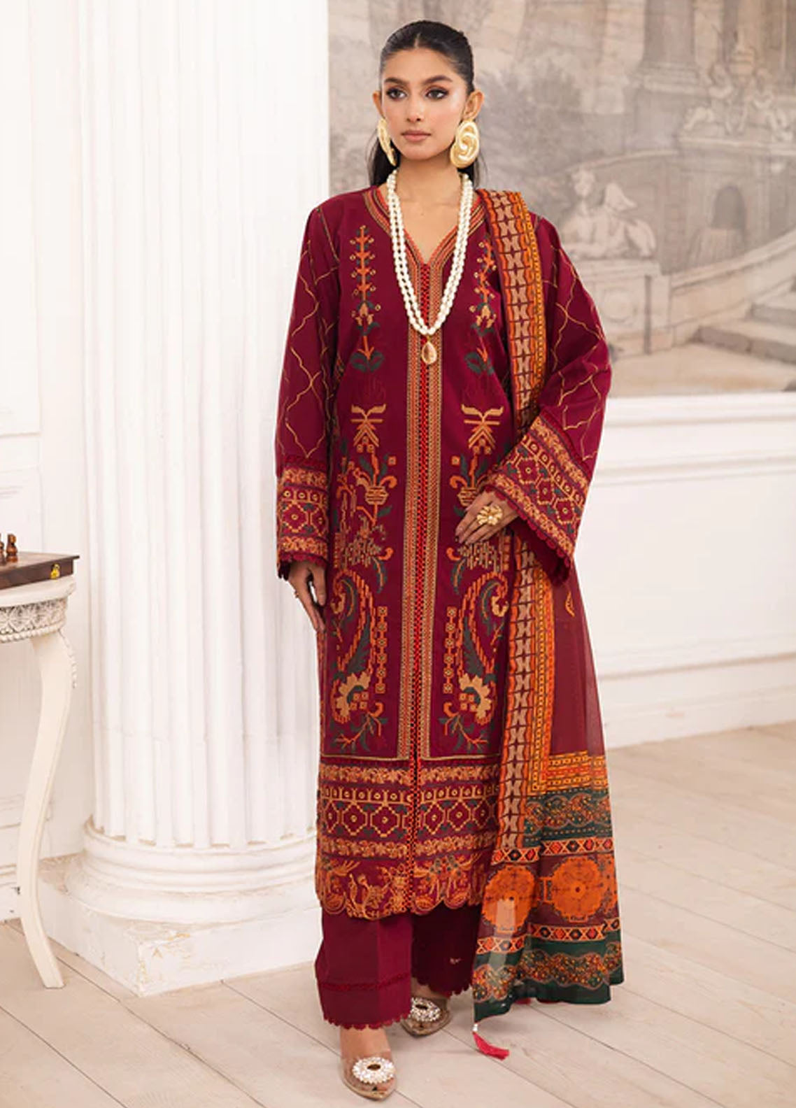 Mira by Freesia Premium Embroidered Lawn Suits Unstitched 3 Piece FRE25M FS50114 Sahar