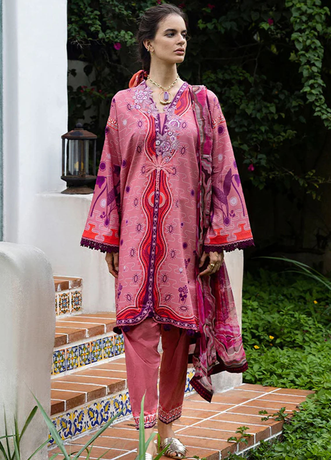 Mirasol by Mushq Embroidered Cambric Suits Unstitched 3 Piece MQ25MH D-08 B Coral Mar