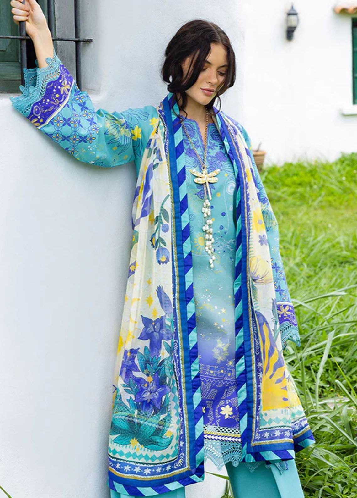 Mirasol by Mushq Embroidered Cambric Suits Unstitched 3 Piece MQ25MH D-05 B Mar Azul