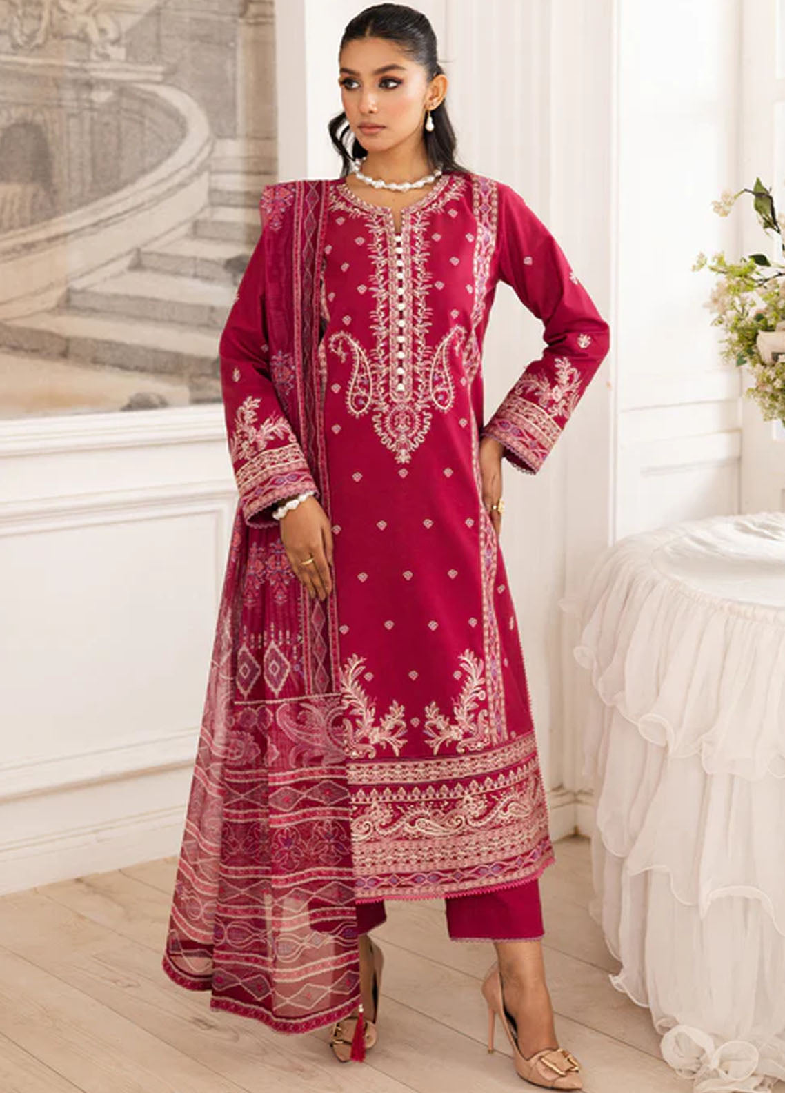 Mira by Freesia Premium Embroidered Lawn Suits Unstitched 3 Piece FRE25M FS50108 Narges