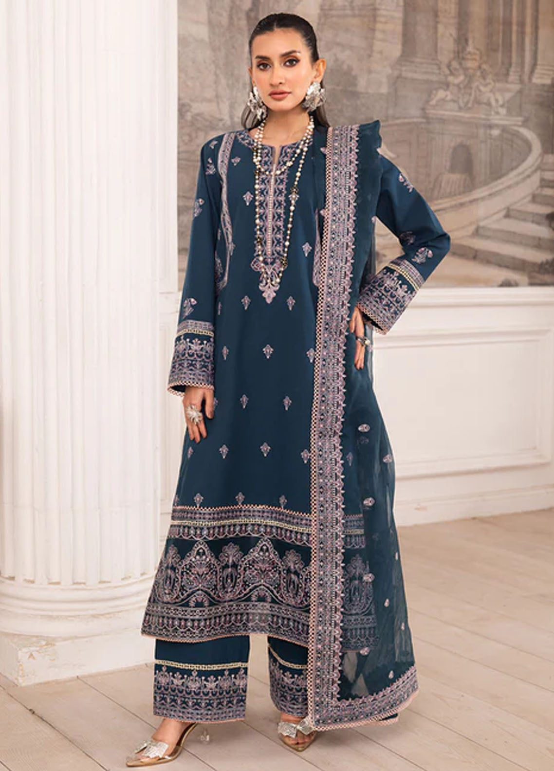 Mira by Freesia Premium Embroidered Lawn Suits Unstitched 3 Piece FRE25M FS50101 Firouzeh