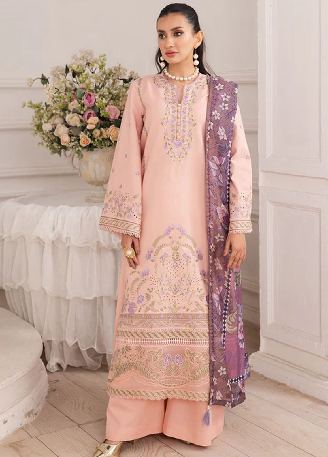 Mira by Freesia Premium Embroidered Lawn Suits Unstitched 3 Piece FRE25M FS50096 Afsoun