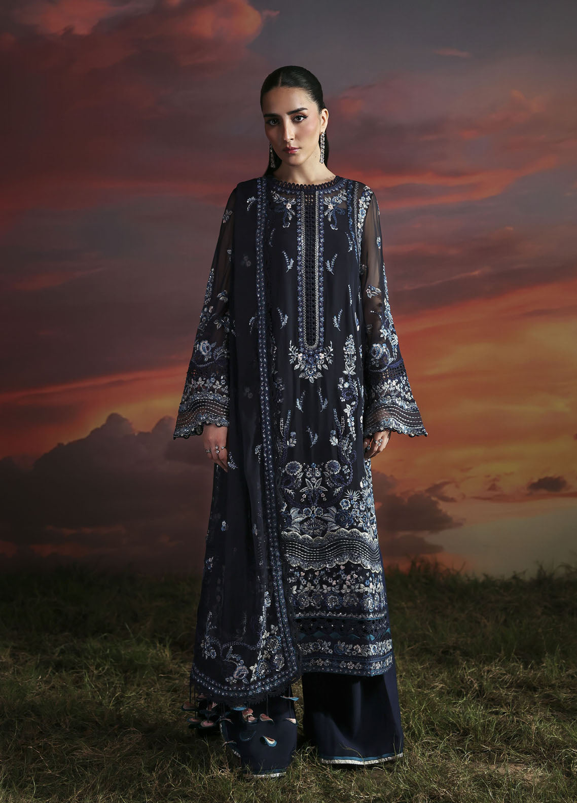 Moonlit Muse by Zarposh Embroidered Chiffon Suits Unstitched 3 Piece ZP25ML D-03 Muse
