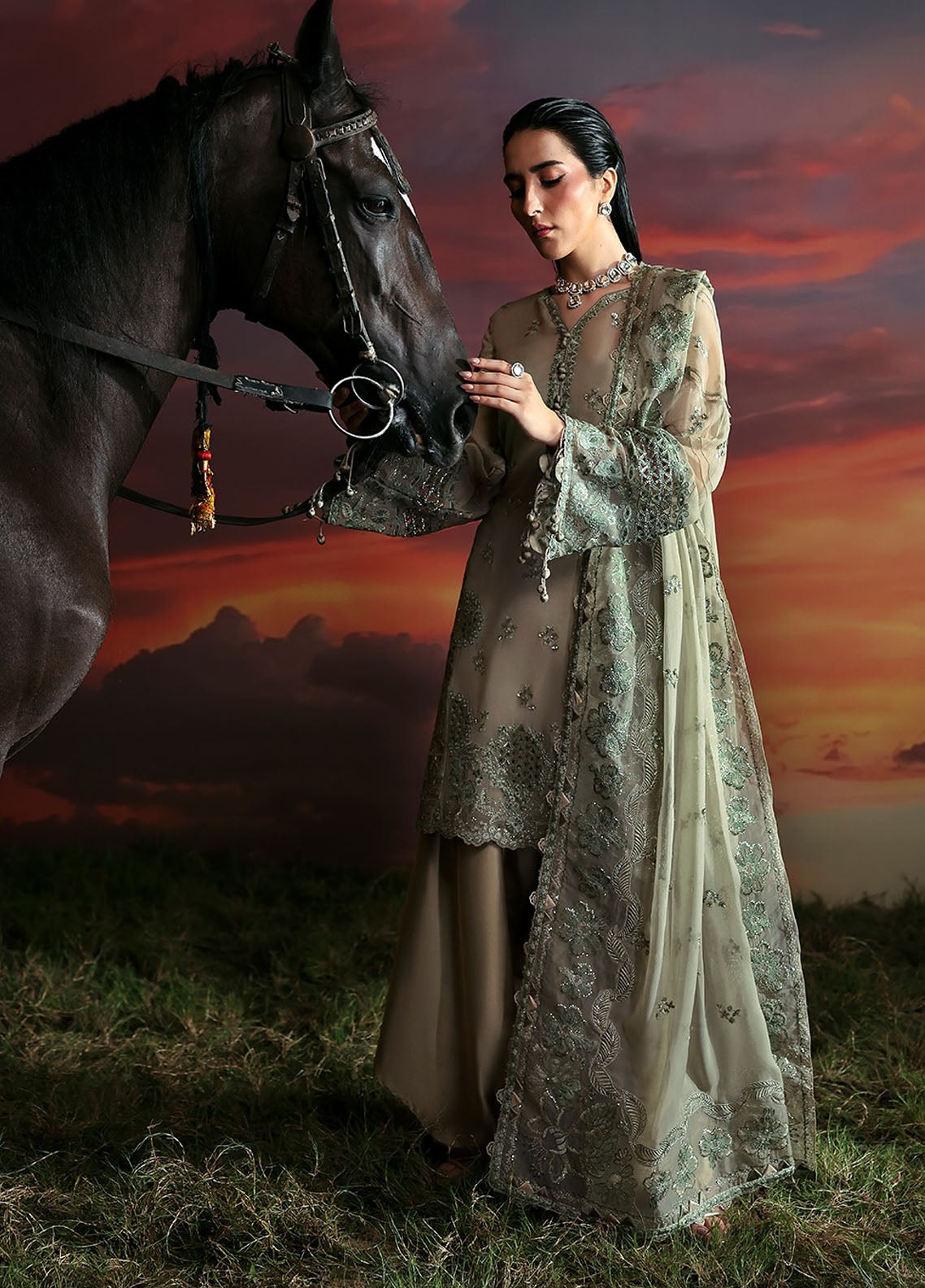 Moonlit Muse by Zarposh Embroidered Chiffon Suits Unstitched 3 Piece ZP25ML D-05 Nerine