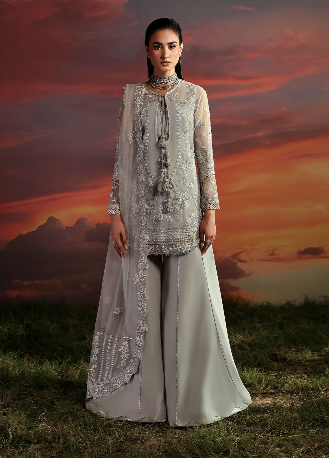 Moonlit Muse by Zarposh Embroidered Chiffon Suits Unstitched 3 Piece ZP25ML D-02 Lumen