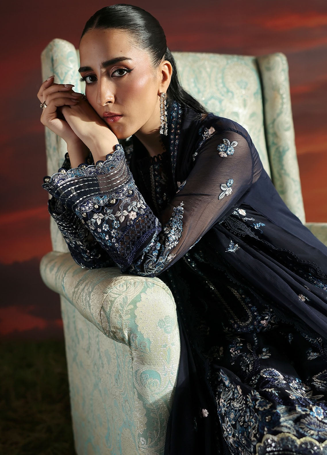 Moonlit Muse by Zarposh Embroidered Chiffon Suits Unstitched 3 Piece ZP25ML D-03 Muse