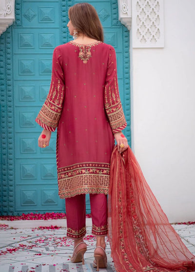 Maheer By Dhanak Embroidered Cotton Suits Unstitched 3 Piece DHK23MH DU-3168 Rust - Festive Collection