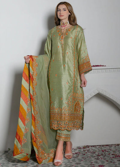 Maheer By Dhanak Embroidered Suits Unstitched 4 Piece DHK23MH DU-3170 Light Green - Festive Collection