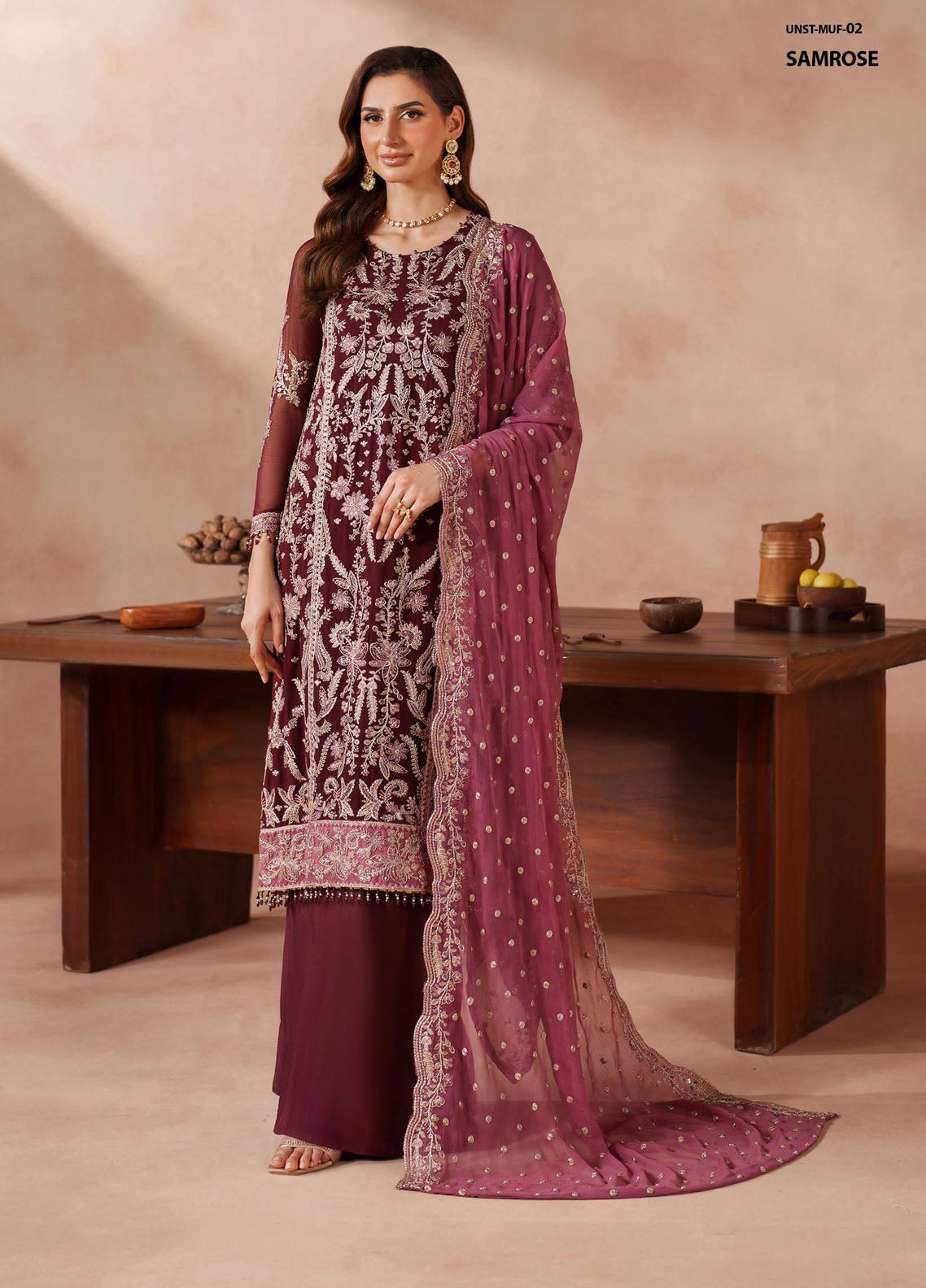 Mahrosh by Zarif Embroidered Chiffon Suits Unstitched 3 Piece ZAF25MF MUF-02 Samrose