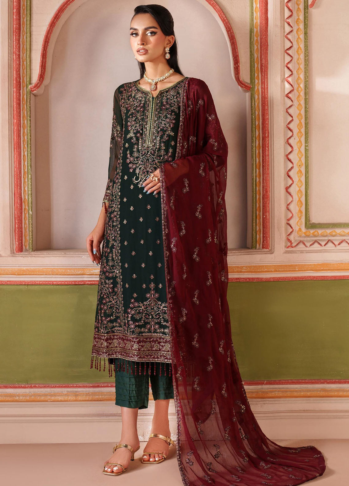 Mahrosh by Zarif Embroidered Chiffon Suits Unstitched 3 Piece ZAF25MF MUF-07 Minsha