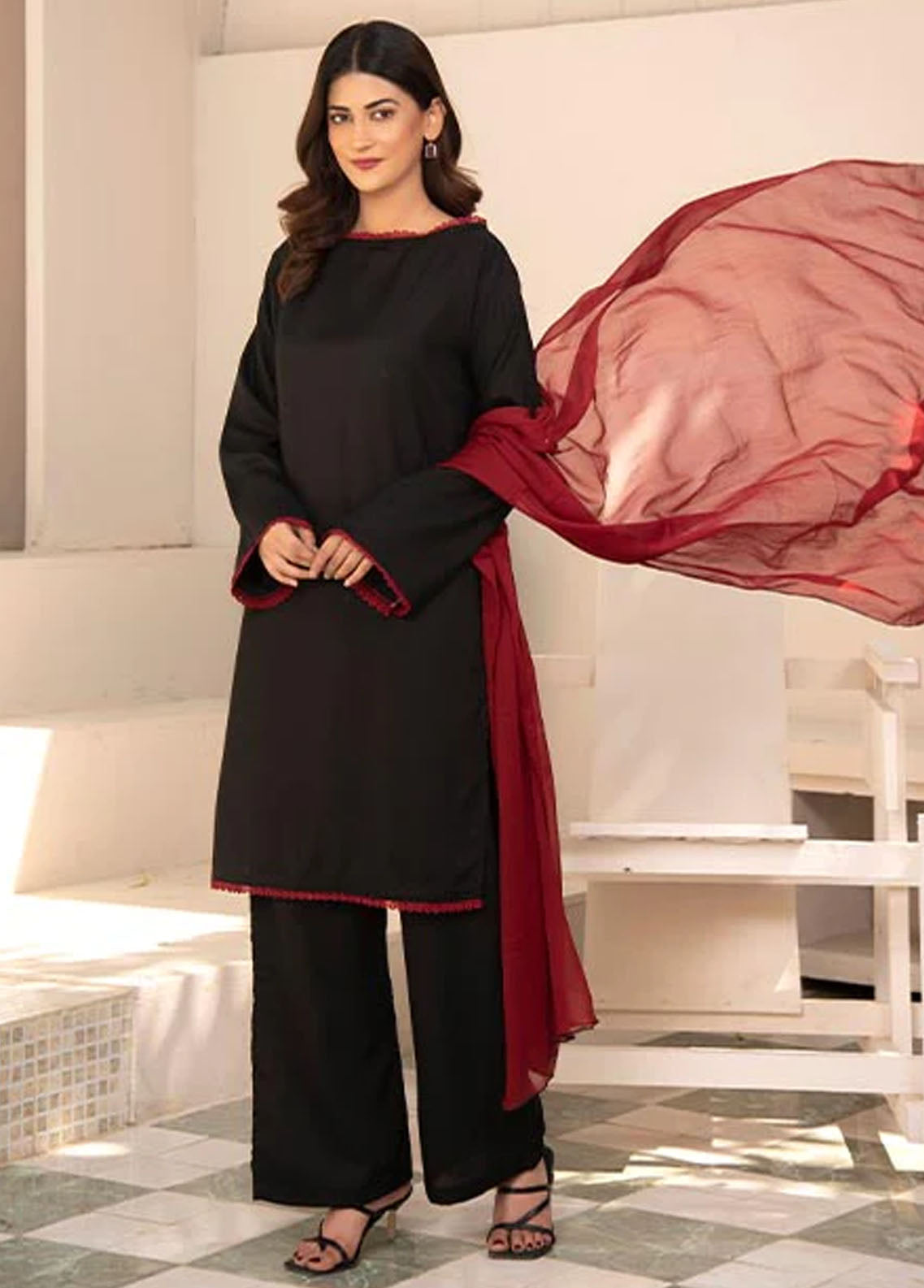 Nazmina Pret Casual Cotton 3 Piece Suit NZ23M Black Beauty (KP-260)