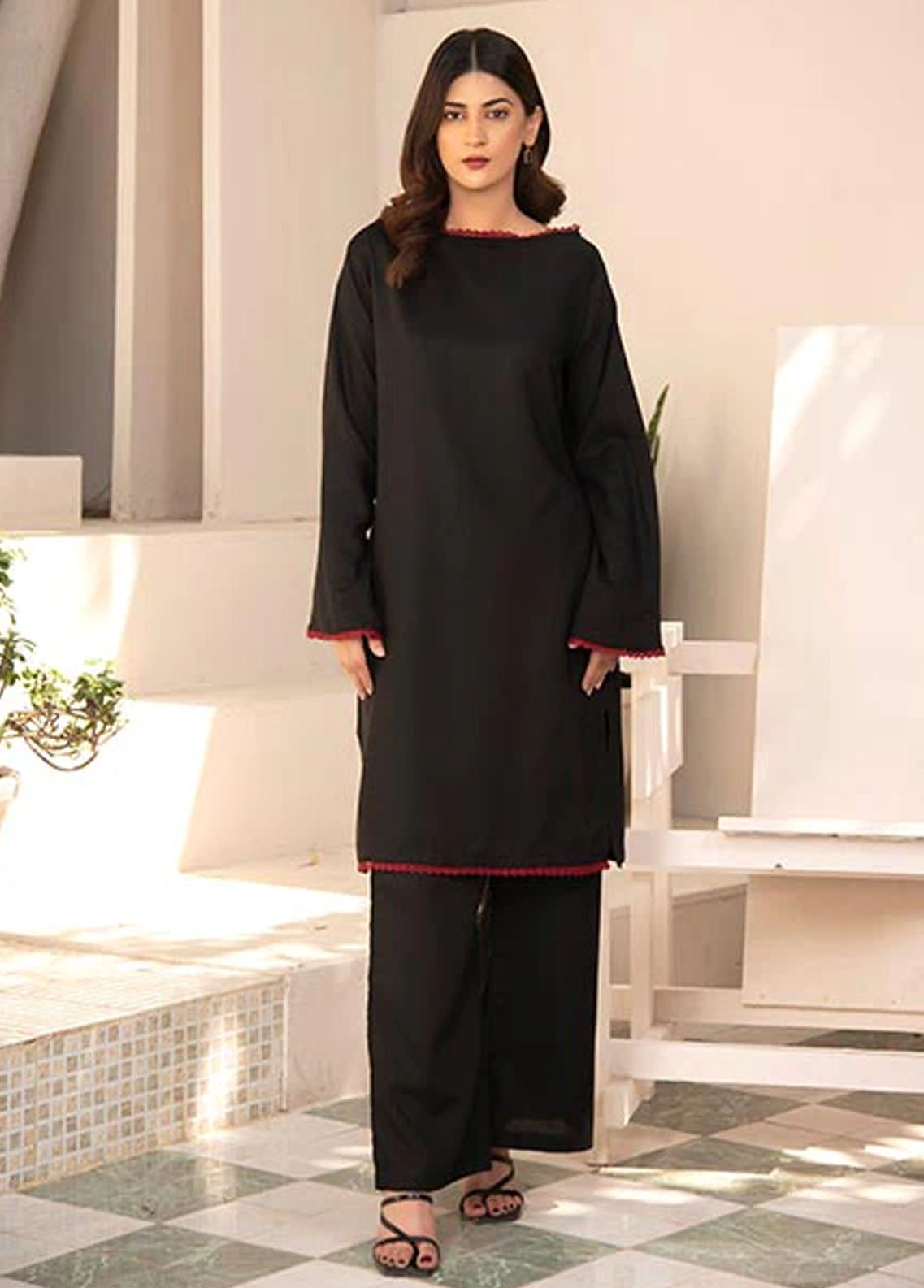 Nazmina Pret Casual Cotton 3 Piece Suit NZ23M Black Beauty (KP-260)