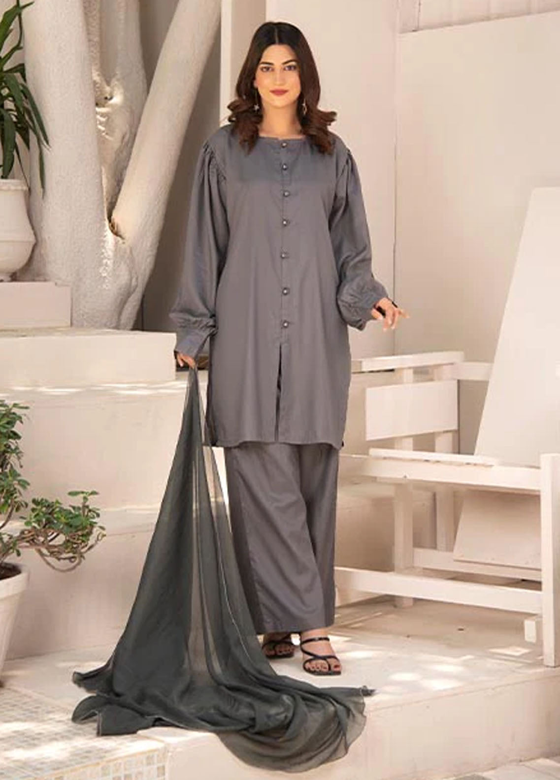 Nazmina Pret Casual Cotton 3 Piece Suit NZ23M Frosty Flair (KP-256)