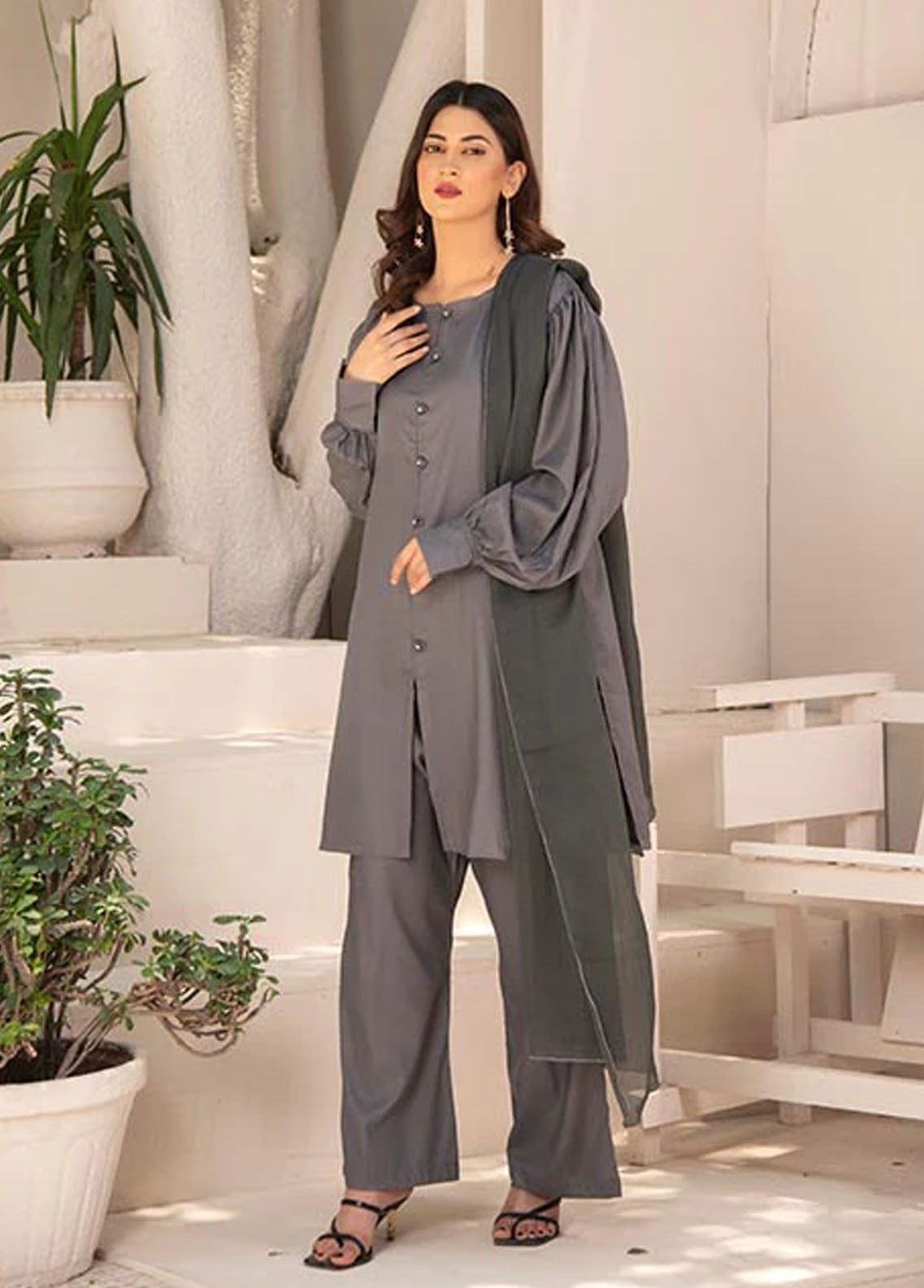 Nazmina Pret Casual Cotton 3 Piece Suit NZ23M Frosty Flair (KP-256)