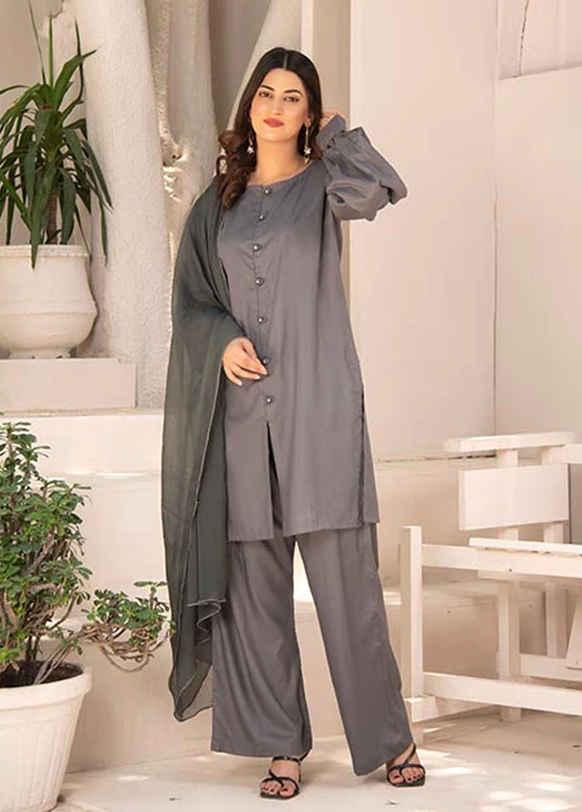 Nazmina Pret Casual Cotton 3 Piece Suit NZ23M Frosty Flair (KP-256)