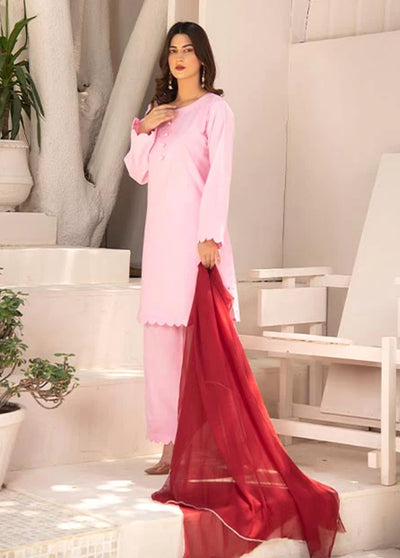 Nazmina Pret Casual Cotton 3 Piece Suit NZ23M Pink Paragon (KP-253)