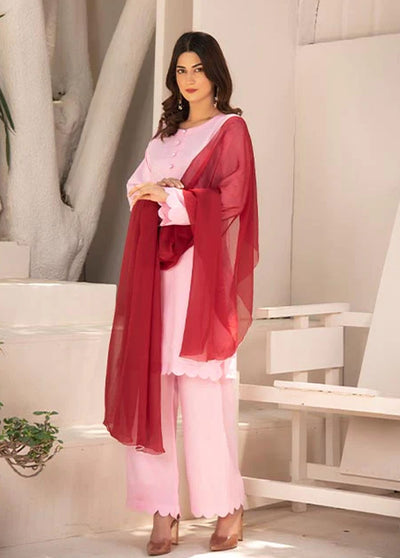 Nazmina Pret Casual Cotton 3 Piece Suit NZ23M Pink Paragon (KP-253)