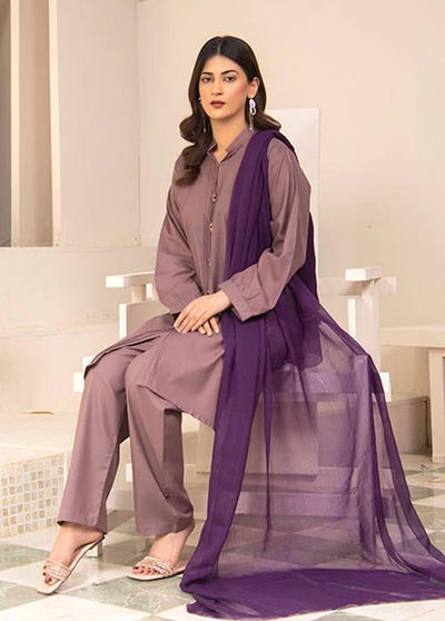 Nazmina Pret Casual Cotton 3 Piece Suit NZ23M Purple Bloom (KP-257)