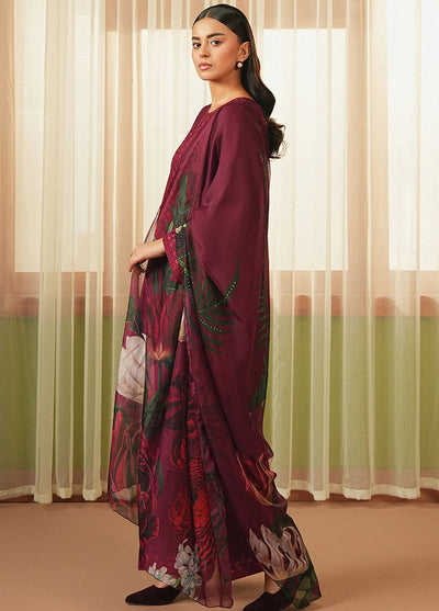 Mannat Clothing Pret Embroidered Lawn 3 Piece Suit Plum